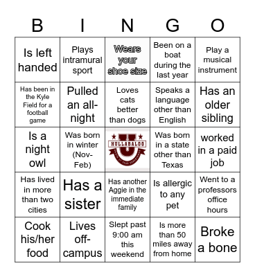 Find Someone Who Bingo Card