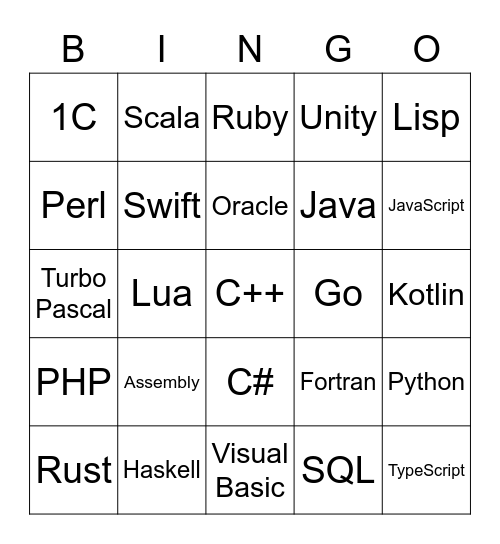 Программисткое Bingo Card
