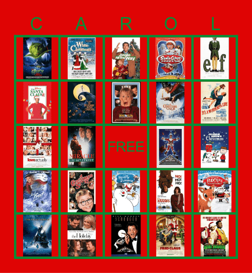 HOLIDAY MOVIE BINGO Card