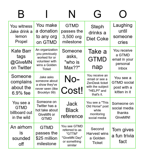 GTMD22 Bingo Card