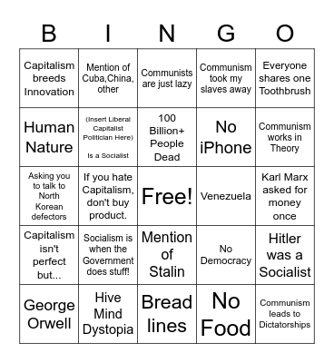 ANTI-COMMUNIST BINGO Card