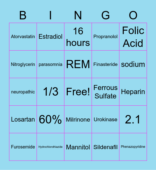 Bingo T/W Drury's Group Bingo Card