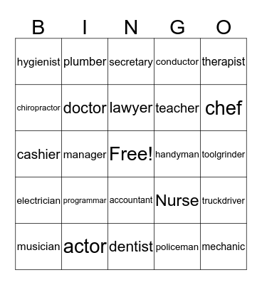 Careers Bingo Card