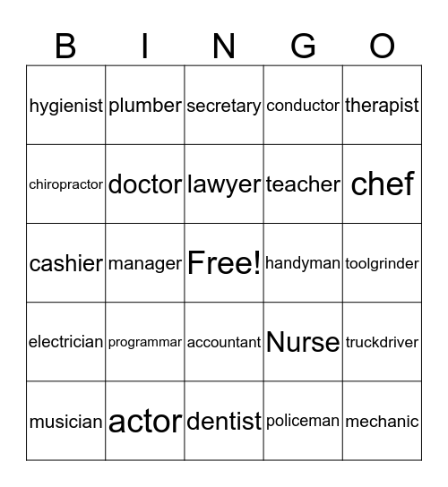 Careers Bingo Card