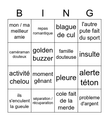 Love is Blind s3 ep6 Bingo Card