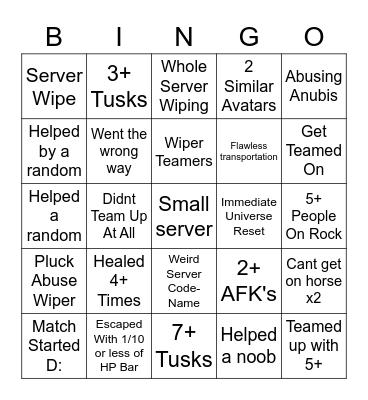 Yba SBR 2022 B I N G O Bingo Card