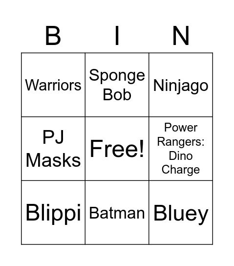 Wyatt BINGO Card