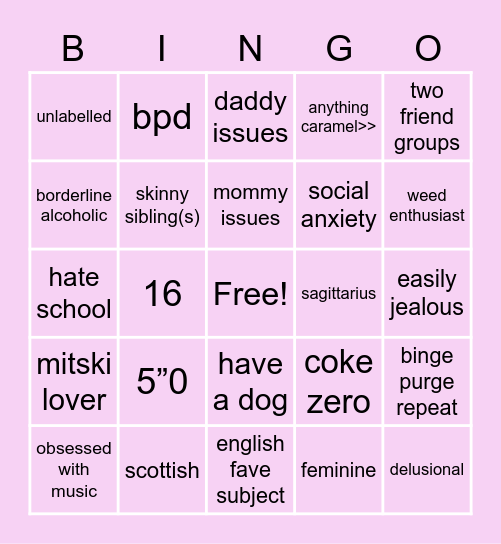 Lara’s bingo 🫶🫶 Bingo Card