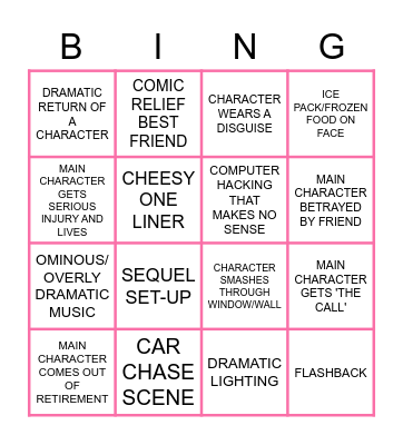 Scape Movie Bingo Night Bingo Card