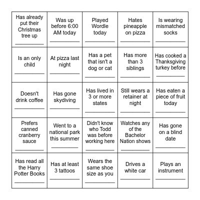 Ice Breaker Bingo! Bingo Card