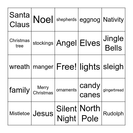 Christmas Bingo Card