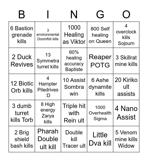 Overwatch 2 Shenanigans pt 3 Bingo Card