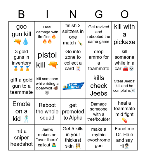 Randy Card Bingo Card