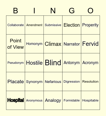 Google Docs Bingo Card