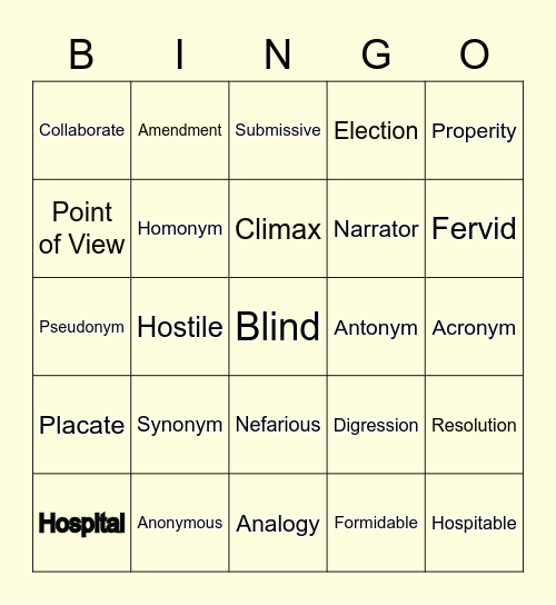 Google Docs Bingo Card