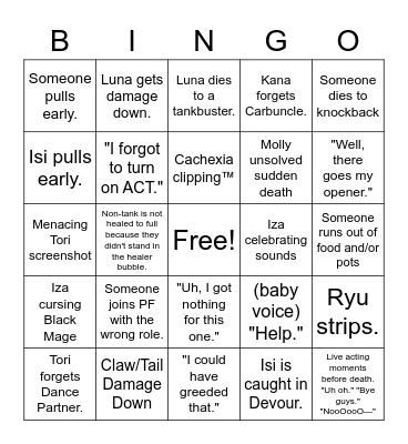 Yona Bingo Card