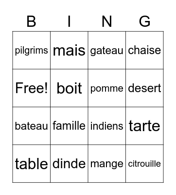 gratitude Bingo Card