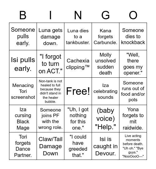 Ryu Bingo Card