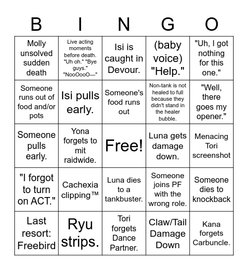 Iza Bingo Card