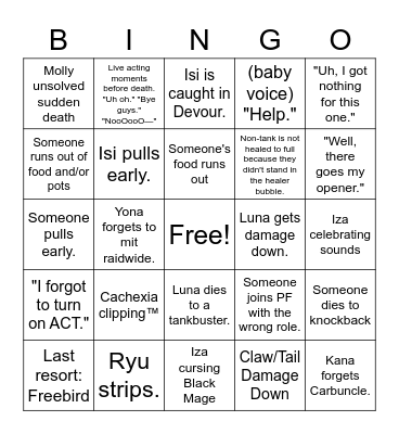 Tori Bingo Card