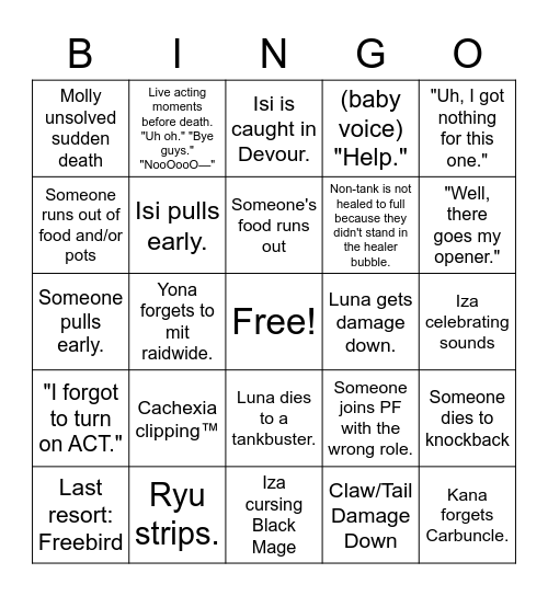 Tori Bingo Card