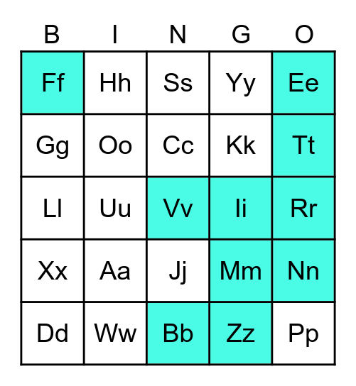 Single Sounds Bingo Card