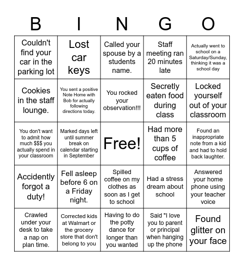 MSTA Teacher Bingo Card