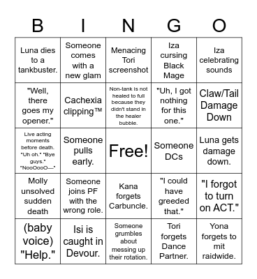 Ryu Bingo Card