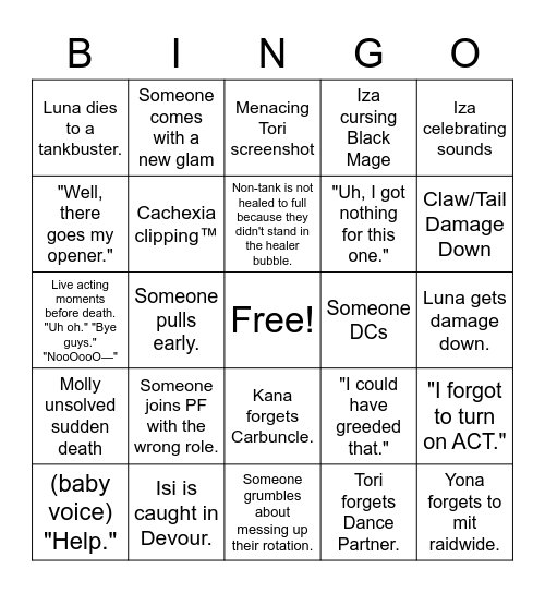 Ryu Bingo Card