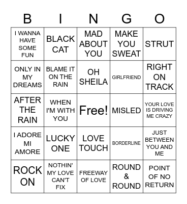 GATORS 80'S & 90'S HITS Bingo Card