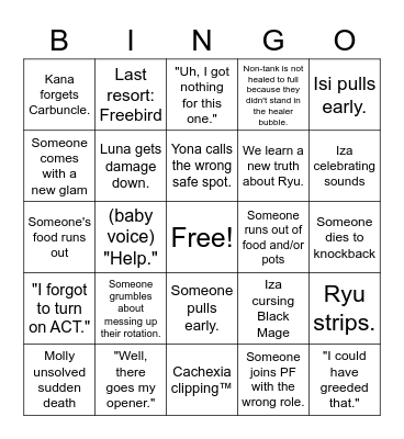 Tori Bingo Card
