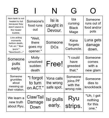 Tori Bingo Card