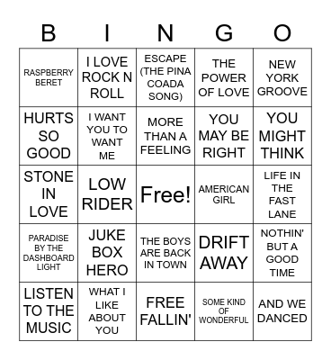 ELKS ROAD TRIP TUNES Bingo Card