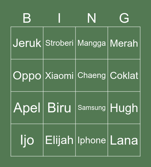 Acie Bingo Card