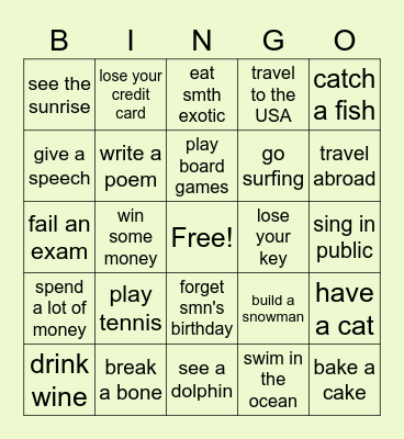 Have you ever ...? Bingo Card