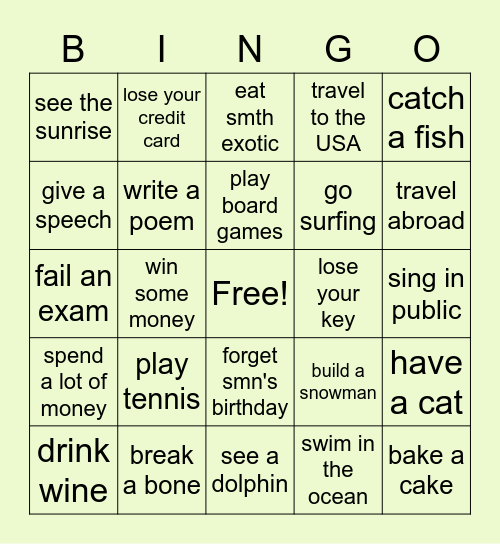 Have you ever ...? Bingo Card