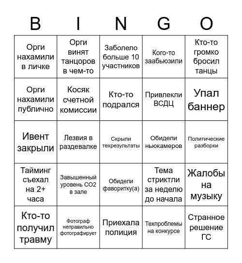 WCS Event Bingo Card