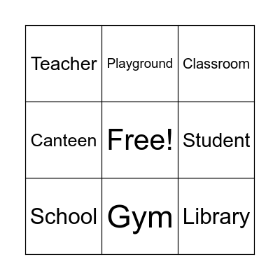 School Vocabulary Bingo Card