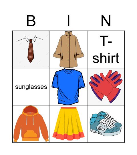 Clothes Bingo Card