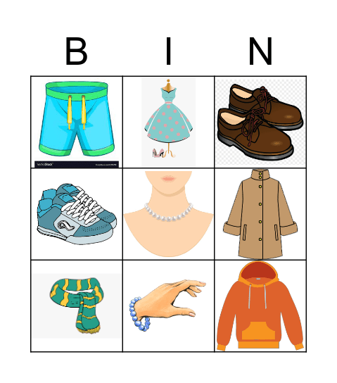 Clothes Bingo Card