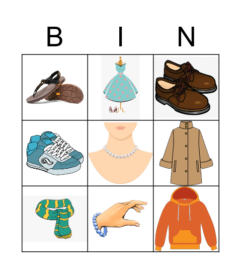 Clothes Bingo Card