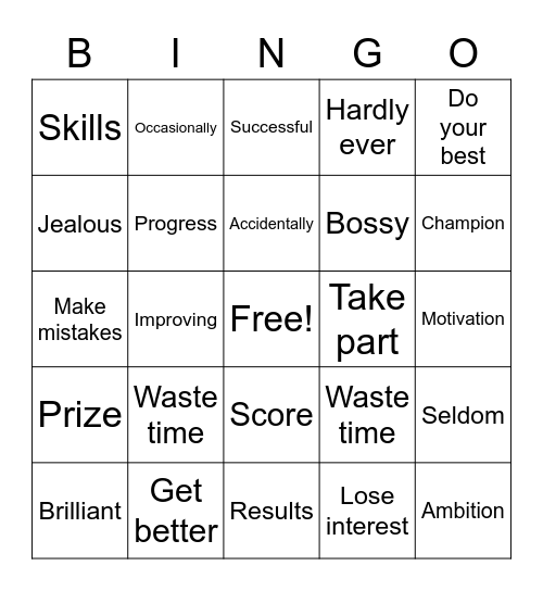 Unit 2 vocabulary J3 Bingo Card