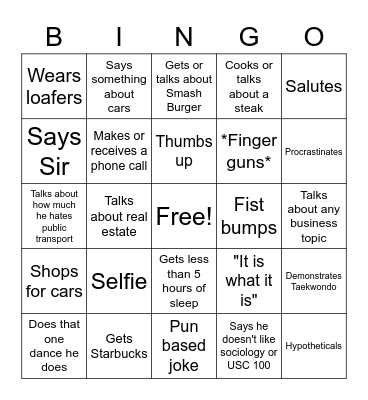 George Bingo Card
