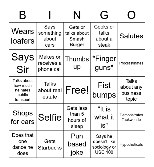 George Bingo Card