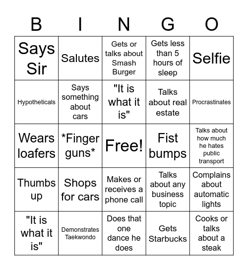 George Bingo Card