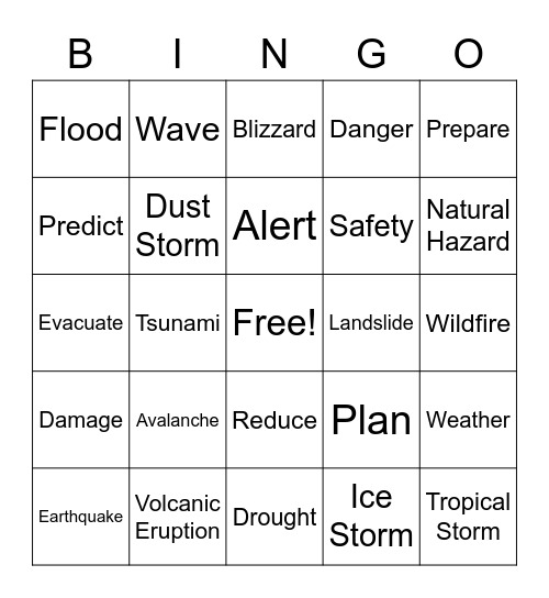 Natural Processes Bingo Card