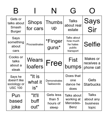George Bingo Card