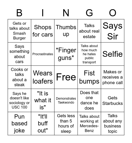 George Bingo Card