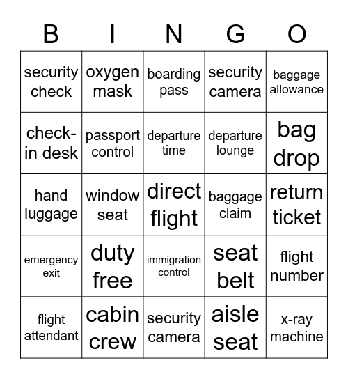 AIR TRAVEL COMPOUNDS Bingo Card