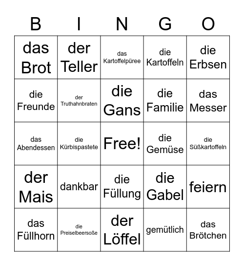 ERNTEDANKFEST BINGO Card